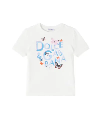 Dolce & Gabbana Kids' Printed Cotton T-shirt In Bianco