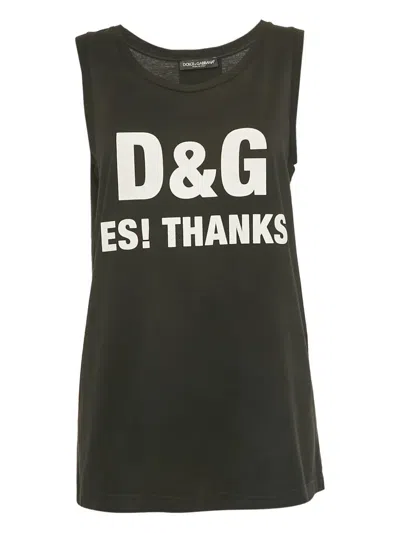 Pre-owned Dolce & Gabbana Printed Cotton Top In Black