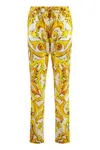Dolce & Gabbana Majolica High-rise Cotton Straight Pants In Yellow