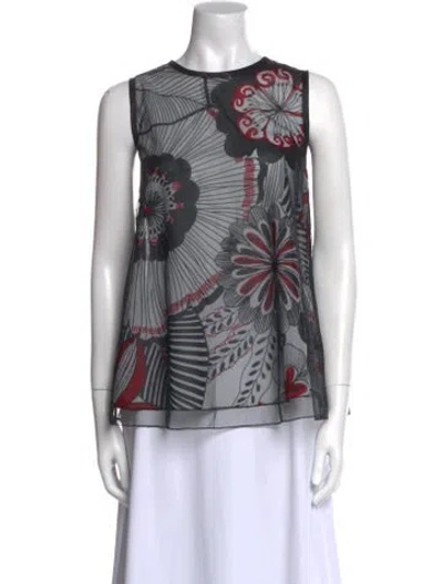 Pre-owned Dolce & Gabbana Printed Crew Neck Blouse In Black