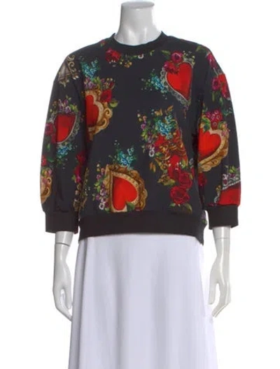 Pre-owned Dolce & Gabbana Printed Crew Neck Sweater In Multi