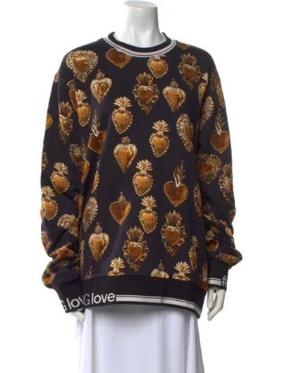 Pre-owned Dolce & Gabbana Printed Crew Neck Sweatshirt In Black
