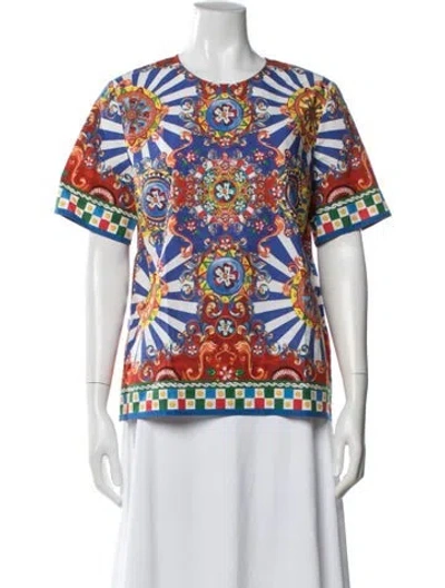 Pre-owned Dolce & Gabbana Printed Crew Neck Top In Multi
