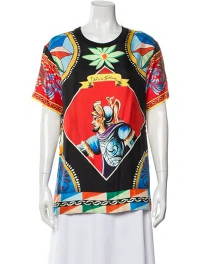 Pre-owned Dolce & Gabbana Printed Crew Neck T-shirt In Black