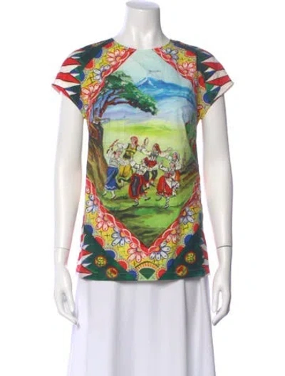 Pre-owned Dolce & Gabbana Printed Crew Neck T-shirt In Green