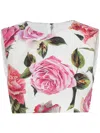 Dolce & Gabbana Jacquard Crop Top With Rose Print In White