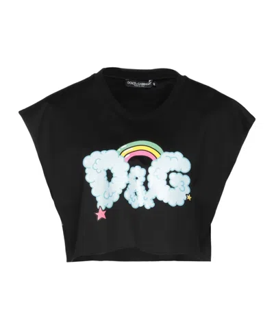 Dolce & Gabbana Printed Crop Tops In Black