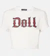 Dolce & Gabbana Graphic Print Cropped Top With Short Sleeves In White