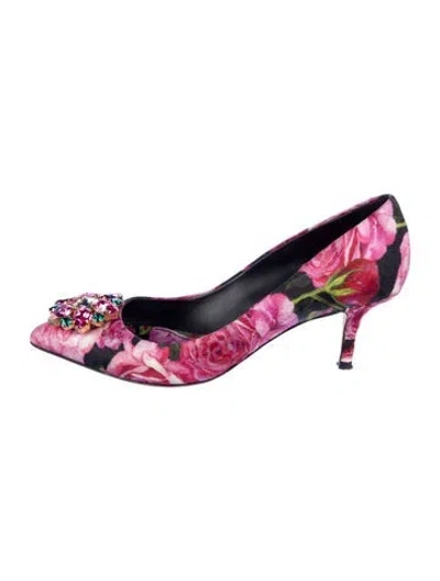 Pre-owned Dolce & Gabbana Printed Crystal Embellishments Pumps In Pink