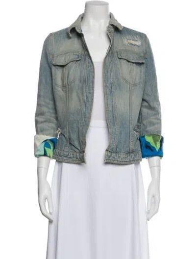 Pre-owned Dolce & Gabbana Printed Denim Jacket In Green