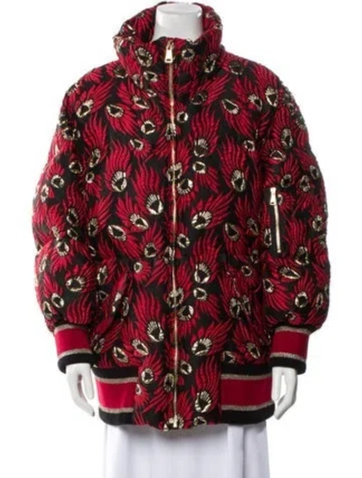 Pre-owned Dolce & Gabbana Printed Down Jacket In Red