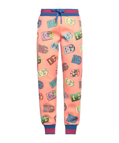 Dolce & Gabbana Printed Drawstring Casual Pants In Pink