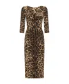 Dolce & Gabbana Leopard-print Calf-length Cady Dress In Black