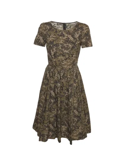Pre-owned Dolce & Gabbana Printed Flared Midi Dress In Green