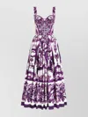 Dolce & Gabbana Long Poplin Dress With Majolica Print