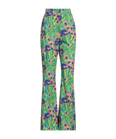 Dolce & Gabbana Printed Flared Pants In Green