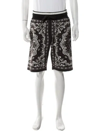 Pre-owned Dolce & Gabbana Printed Flat Front Shorts In Black