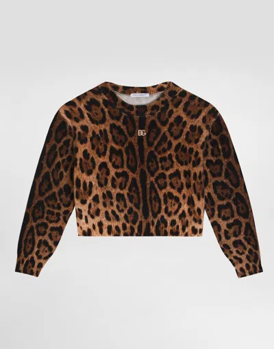 Dolce & Gabbana Kids' Printed Fleece Pullover In Brown