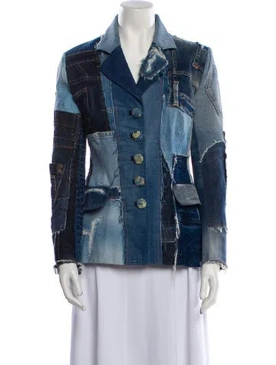 Pre-owned Dolce & Gabbana Printed Fur Jacket In Blue