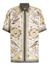 Dolce & Gabbana Printed Silk Twill Short Sleeve Shirt In Neutral
