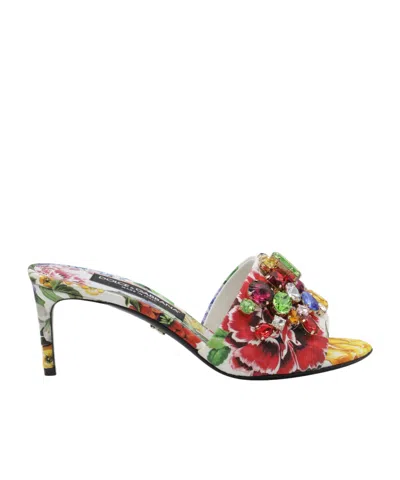 DOLCE & GABBANA DOLCE  GABBANA FLORAL EMBELLISHED SLIP-ON MULES