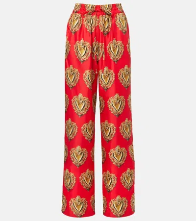 Dolce & Gabbana Printed High-rise Silk Palazzo Pants In Multi