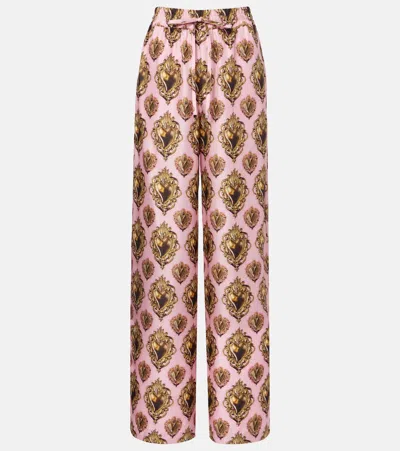 Dolce & Gabbana Printed High-rise Silk Palazzo Pants In Multi