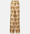 Dolce & Gabbana Printed High-rise Silk Palazzo Pants In Brown