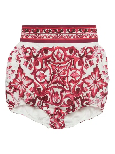 Pre-owned Dolce & Gabbana Printed High-waist Shorts In White