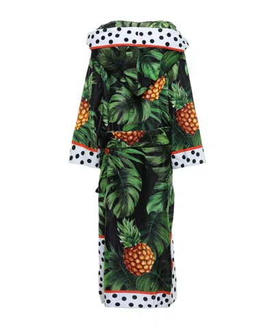Dolce & Gabbana Printed Hooded Long Sleeve Sweatshirt In Green
