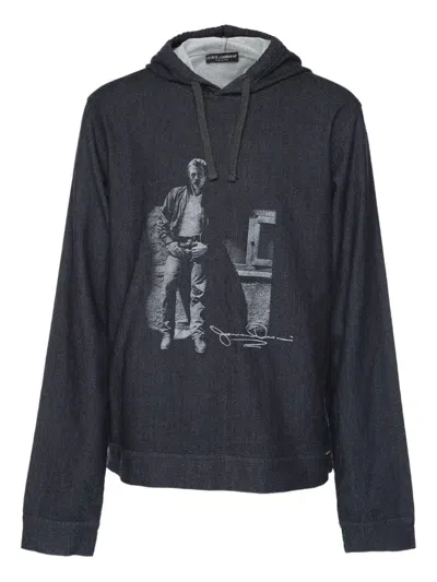 Pre-owned Dolce & Gabbana Printed Hoodie In Blue