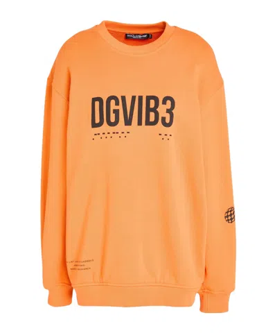 Dolce & Gabbana Printed Hoodie In Orange