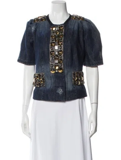 Pre-owned Dolce & Gabbana Printed Jacket In Blue
