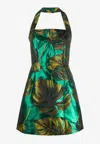 Dolce & Gabbana Printed Jacquard Lamé Mini Dress In Green