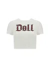 Dolce & Gabbana Graphic Print Cropped Top With Short Sleeves In White