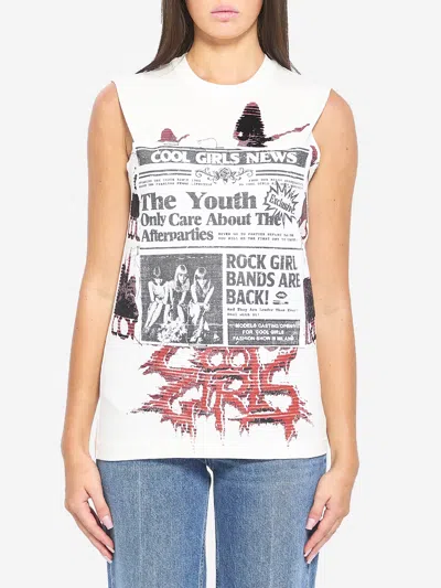 Dolce & Gabbana Graphic Print Sleeveless Jersey Top In White