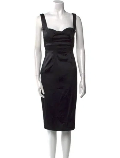 Pre-owned Dolce & Gabbana Printed Knee-length Dress In Black