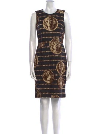 Pre-owned Dolce & Gabbana Printed Knee-length Dress In Black