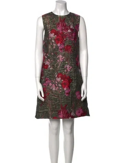 Pre-owned Dolce & Gabbana Printed Knee-length Dress In Gold