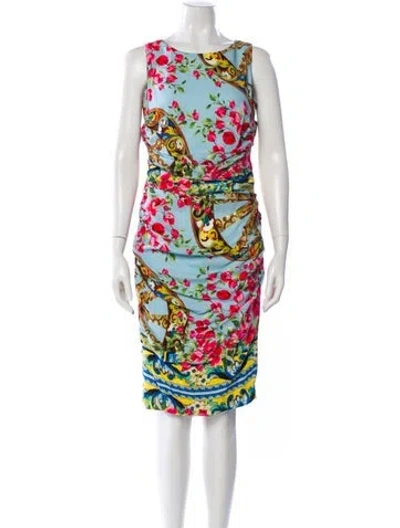 Pre-owned Dolce & Gabbana Printed Knee-length Dress In Multi