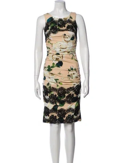 Pre-owned Dolce & Gabbana Printed Knee-length Dress In Neutral