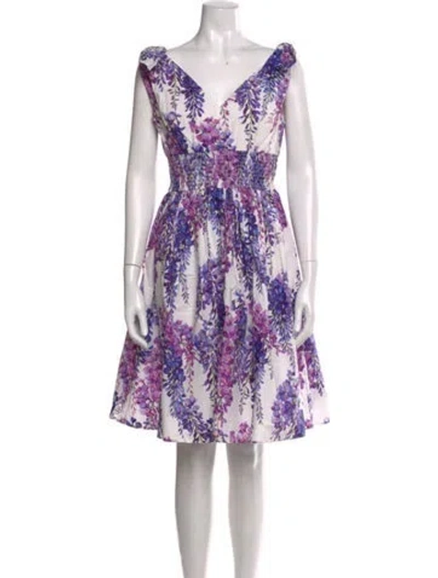 Pre-owned Dolce & Gabbana Printed Knee-length Dress In Purple
