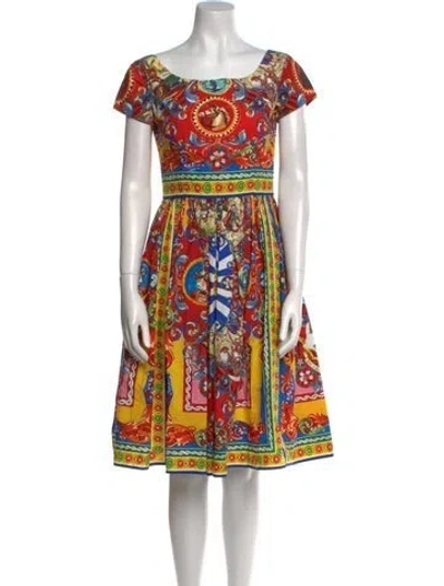 Pre-owned Dolce & Gabbana Printed Knee-length Dress In Red