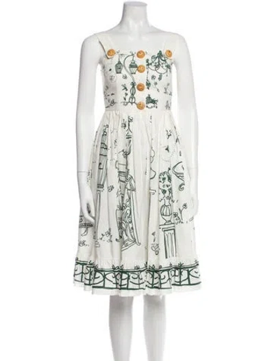 Pre-owned Dolce & Gabbana Printed Knee-length Dress In White