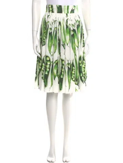 Pre-owned Dolce & Gabbana Printed Knee-length Skirt In Green