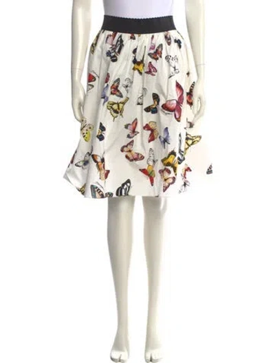 Pre-owned Dolce & Gabbana Printed Knee-length Skirt In White