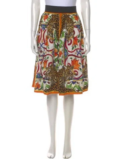 Pre-owned Dolce & Gabbana Printed Knee-length Skirt In White