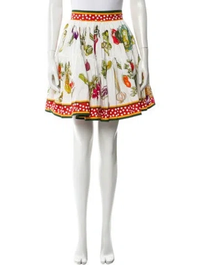 Pre-owned Dolce & Gabbana Printed Knee-length Skirt In White