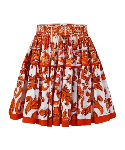 Dolce & Gabbana Printed Layered Cake Skirt In Red