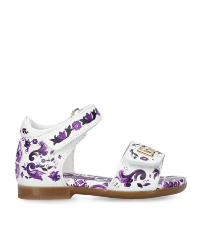 Dolce & Gabbana Kids' Printed Leather Sandals In Purple